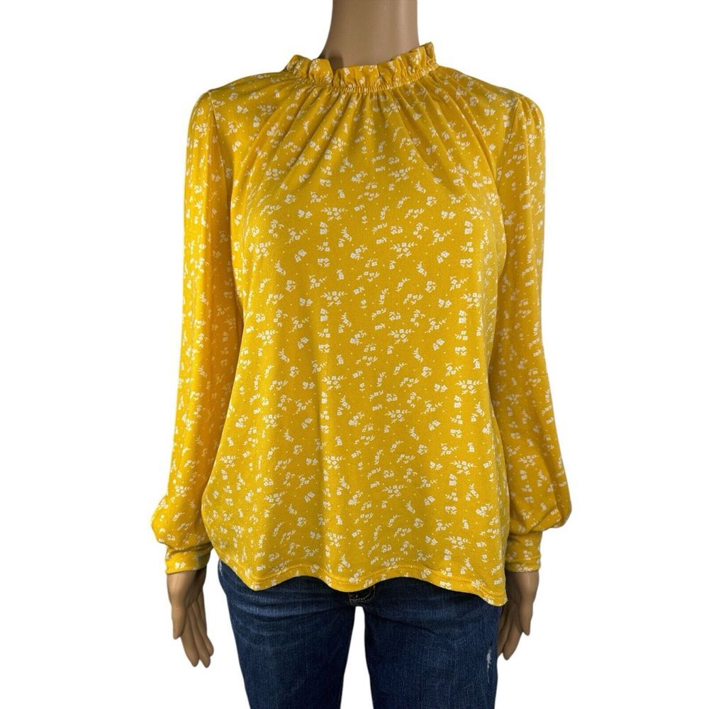 Adrianna Papell Women‎ Dolman Sleeve Blouse Floral Yellow Size Small